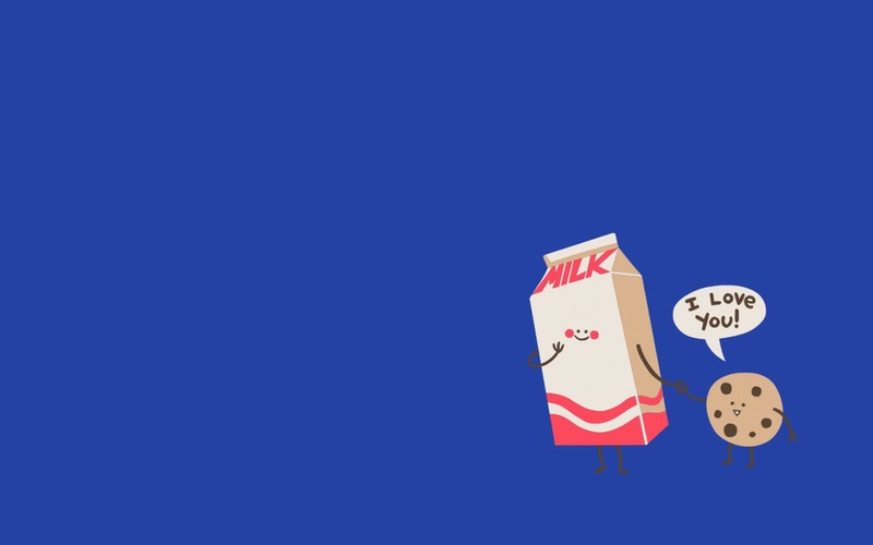 cookies, milk, blue, humor, love