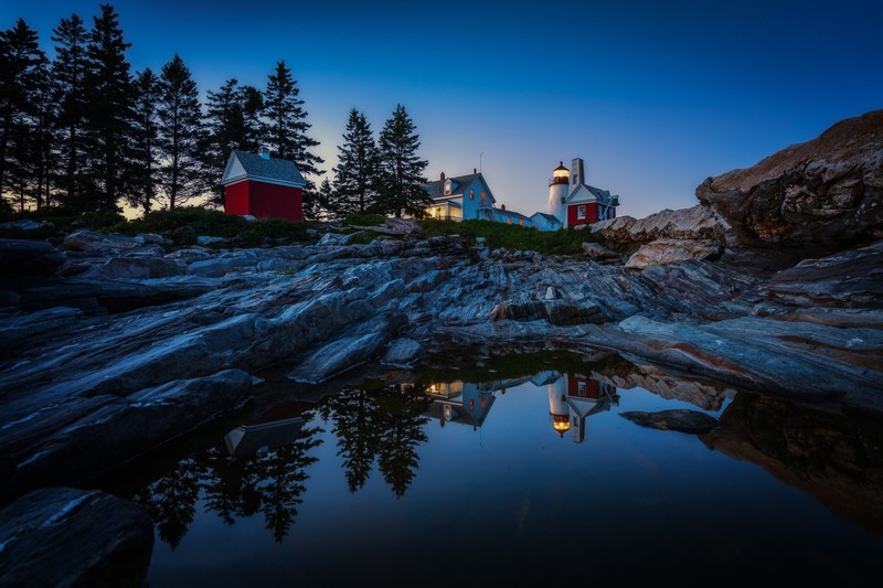lighthouse, USA, Maine, nature, dark