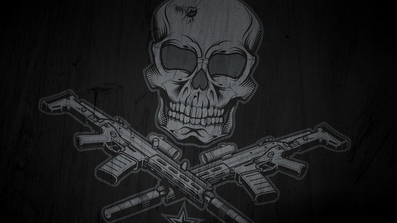 skull, weapon, dark, simple background