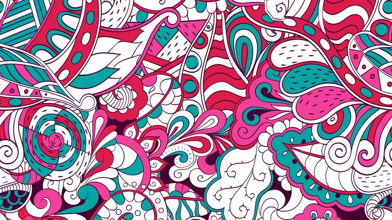 pattern, doodles, colorful, abstraction, 4k