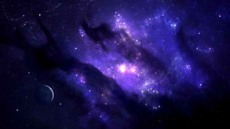 digital art, space, planet, stars, galaxy, purple