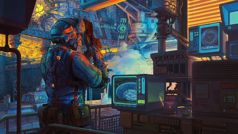 cyberpunk, colorful, city, futuristic, industrial, artwork