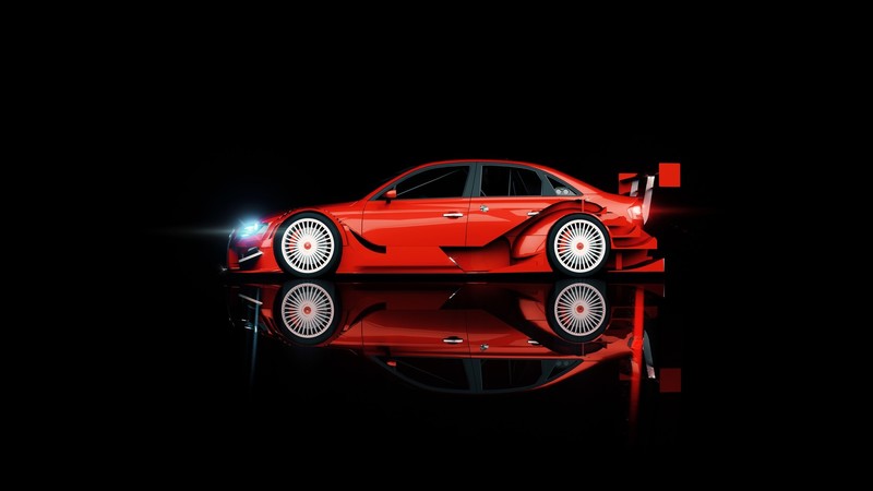 car, red cars, digital art, Audi