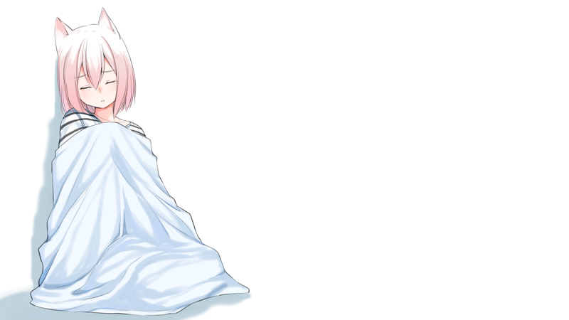 anime, manga, anime girls, minimalism, simple background, nekomimi, white
