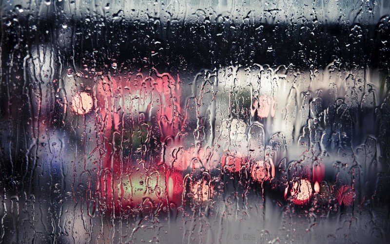 cityscape, rain, water drops, city lights