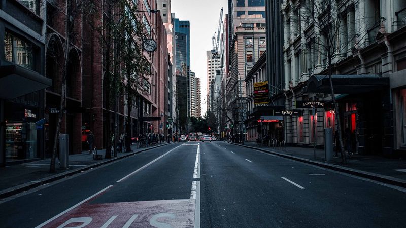 road, street, asphalt, buildings, city, 4k