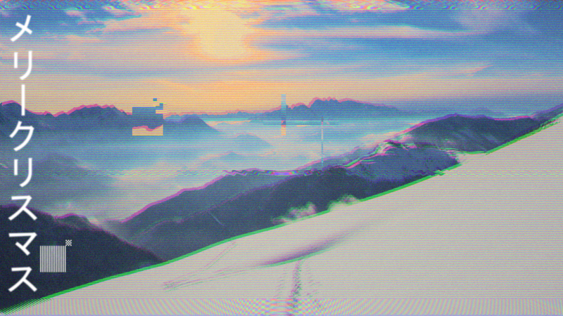 vaporwave, landscape, snow, mountain top