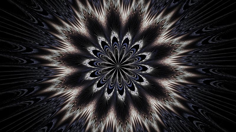 fractal, kaleidoscope, symmetry, abstraction, 4k