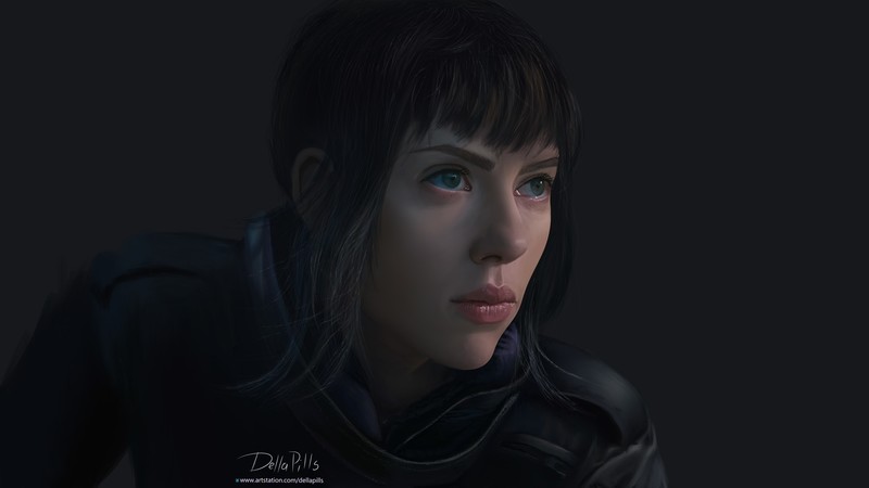 Ghost in the Shell (Movie), Scarlett Johansson, illustration, drawing, digital painting, Ghost in the Shell