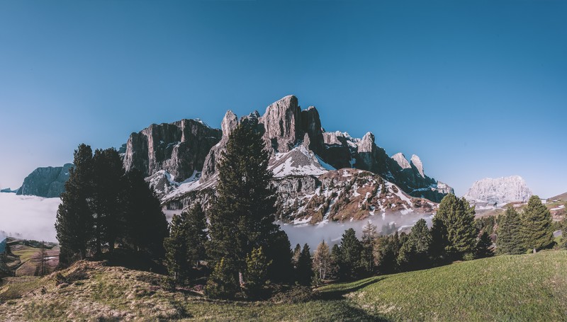 mountains, nature, landscape, forest, clear sky