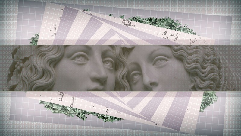 vaporwave, classical art, abstract