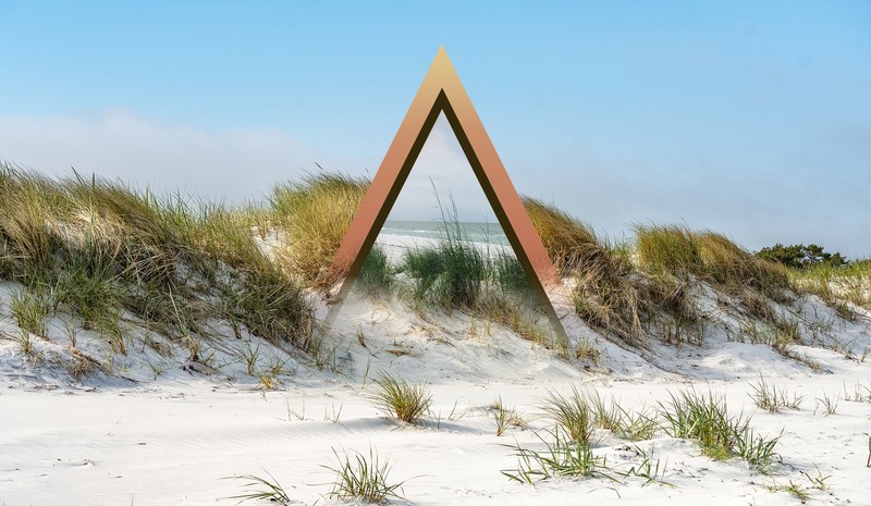 dunes, triangle, beach, photo manipulation, shore, sand, windy, sea