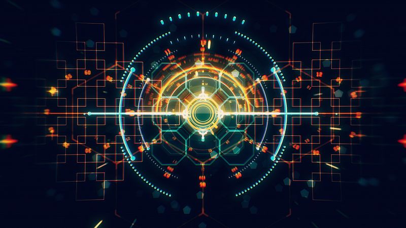 hologram, pattern, glow, geometric, abstraction, 4k