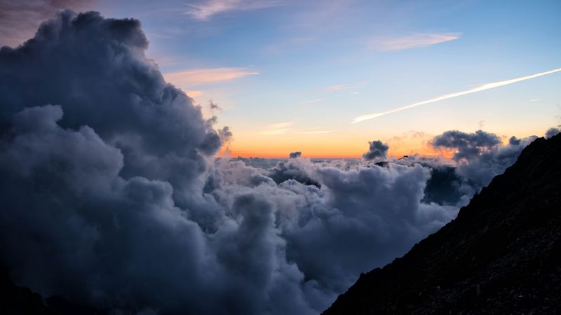 clouds, sky, height, horizon, overview, 4k