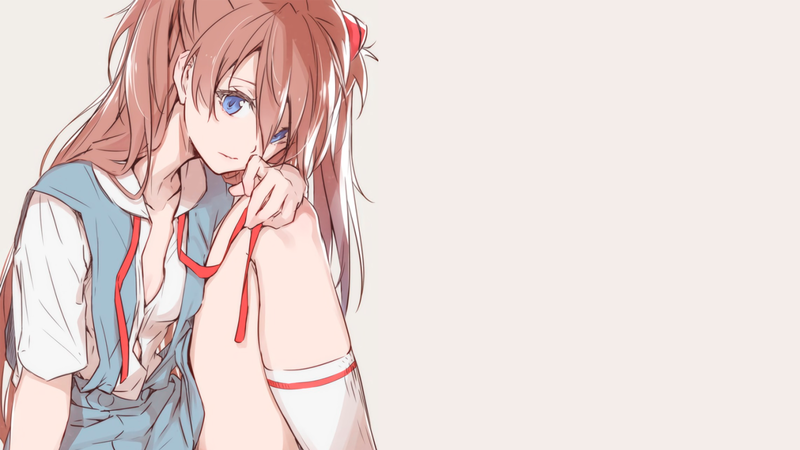 anime, manga, anime girls, simple background, minimalism, schoolgirl, Asuka Langley Soryu, Neon Genesis Evangelion, redhead