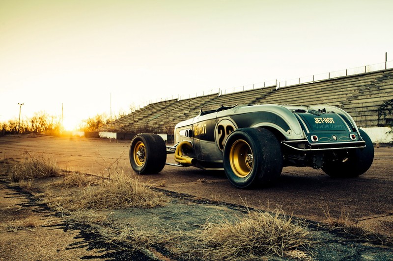 Ford, Roadster, car, Raceway, sunset, hotrod