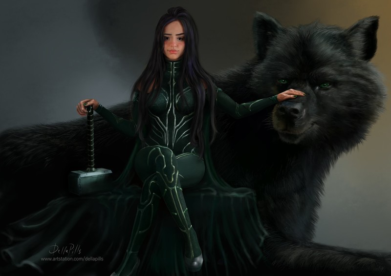 Hela, Fenrir, artwork