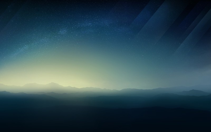 stars, mountains, horizon