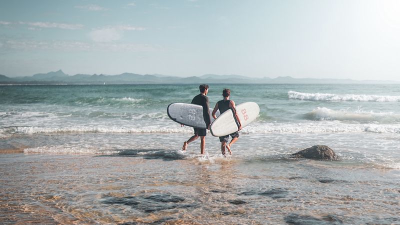 surfers, surfing, ocean, beach, waves, 4k