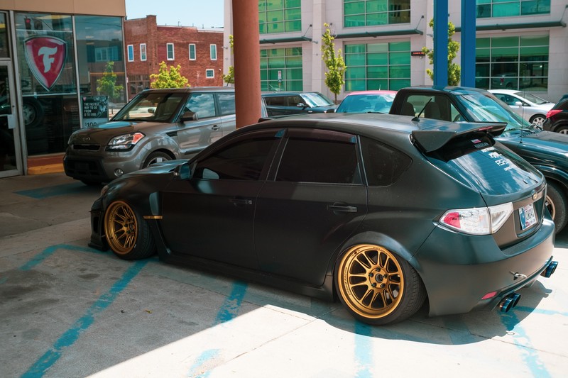 car, JDM, Subaru Impreza, colored wheels