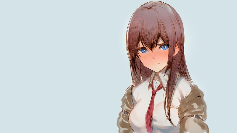 anime, manga, anime girls, Makise Kurisu, Steins;Gate, simple background, minimalism
