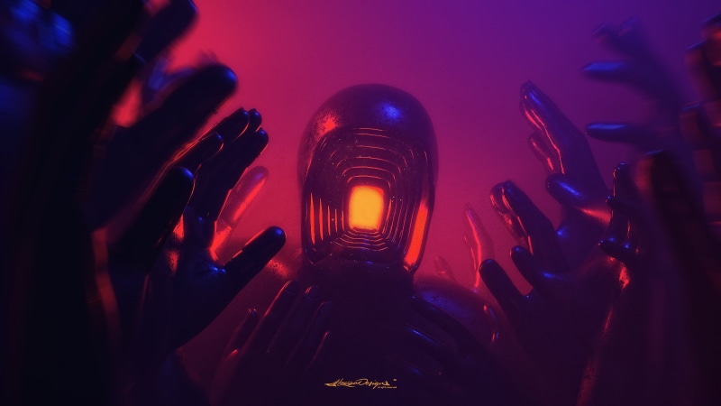 3D Abstract, faceless, colorful, 3D, dark, 2K, concept art, illusion, environment, abstract, grunge, surreal, digital, artwork, 3D fractal, red, illustration