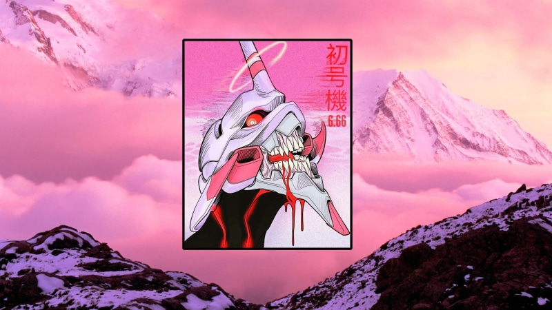 vaporwave, synthwave, 1080P, Neon Genesis Evangelion, EVA Unit 01