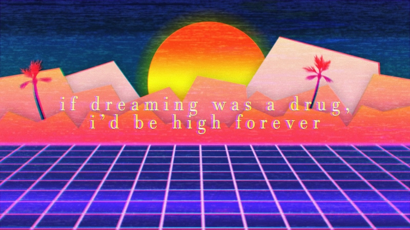 4K, art and craft, creativity, Retrowave, OutRun, communication, blue, indoors, close-up, no people, vaporwave, video games, quote, text, nature, sunset