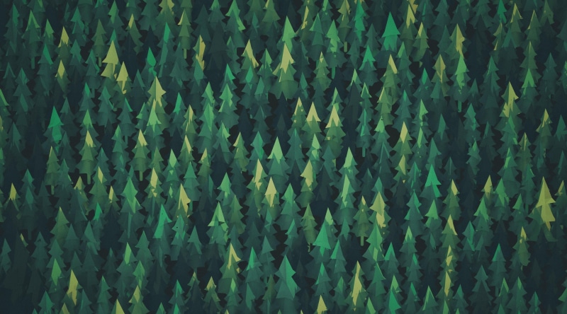Vector Art, Aero, Trees, digitalart, Woods, Forest, Green, Illustration, 4K