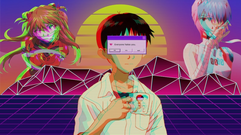 Evangelion, Vaporwave, 4K, Neon Genesis Evangelion