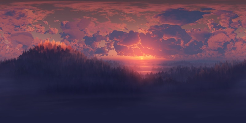 artwork, sunlight, clouds, dark, sky, 4K, landscape, digital art, nature, sunset