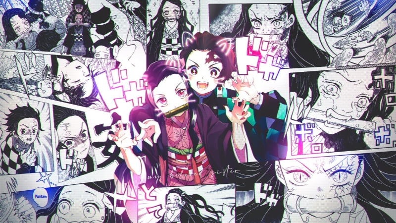 anime, digital art, Kamado Nezuko, 1080P, Kamado Tanjirō, artwork, Tanjiro Kamado, 2D, Kimetsu no Yaiba