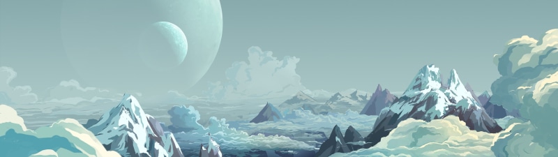 mountains, painting, blue, space, winter, mountain Peak, planet, moon, mountain, frozen, artwork, abstract, cloud - Sky, tranquility, solid
