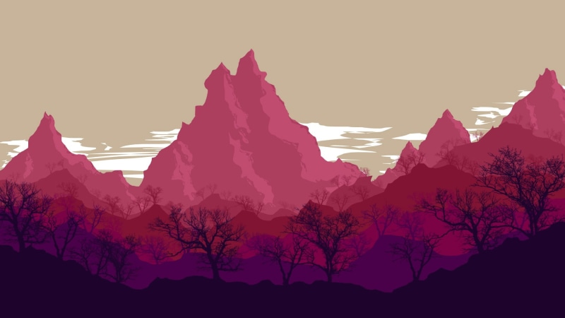 silhouette, national Landmark, tranquil scene, plant, snow, cliff, asia, vector, hill, beauty In Nature, pink, clear sky, mountain Range, scenics, winter