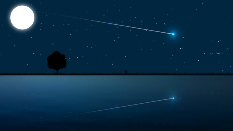 moonlight, trees, night, silhouette, 1080P, sea, moon rays, Moon, nature, starry night, digital art, couple, romance, stars, skyscape, artwork, digital