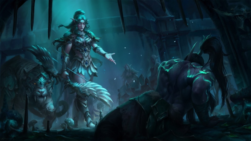 illustration, artwork, video game art, Blizzard Entertainment, Warcraft III, 1080P, digital art, Tyrande Whisperwind, fantasy art, Warcraft, Illidan Stormrage