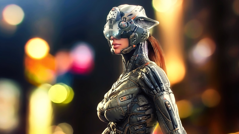futuristic, women, 4K, fan art, concept art, artwork, science fiction, digital art, 3D, CGI, Catwoman, cyberpunk, cyber, Angel Alonso, fantasy girl, fantasy