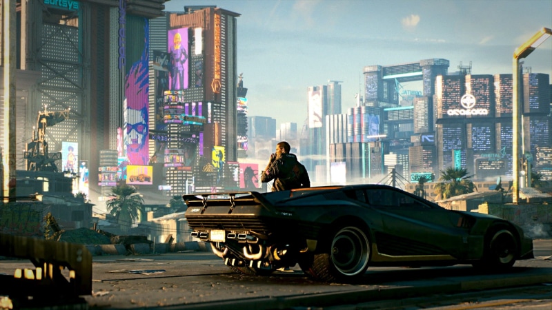 new York City, Cyberpunk 2077, night, building Exterior, outdoors, city, 1080P, asia, mode of transportation, beside, dubai, united Arab Emirates, travel Destinations