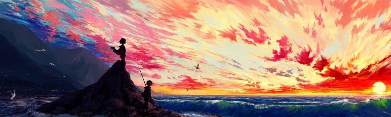 beauty in nature, orange color, golden, illustration, sunset, rock, rock formation, scenics - nature, human arm, rock - object, tranquility, outdoors, tranquil scene