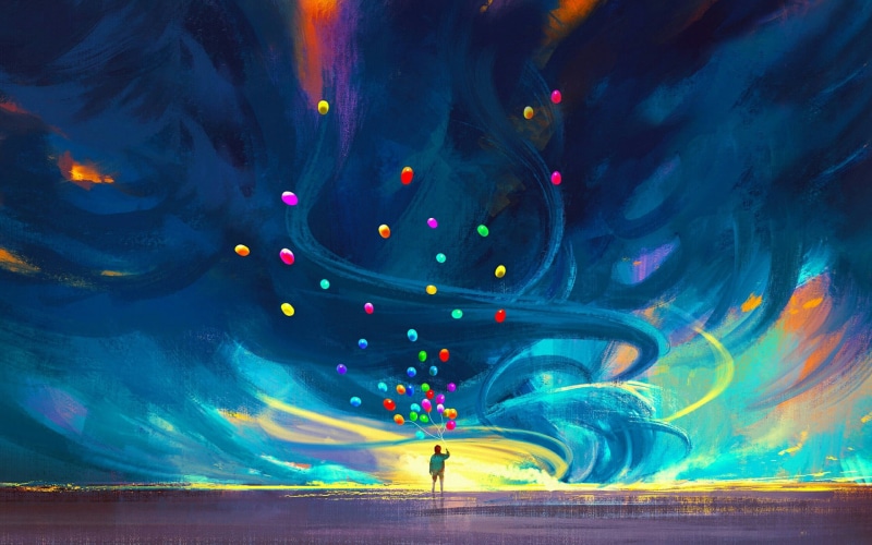 art, futuristic, creativity, flowing, illuminated, shape, clouds, outdoors, fractal, glowing, swirl, full length, surrealism, design, colorful, motion