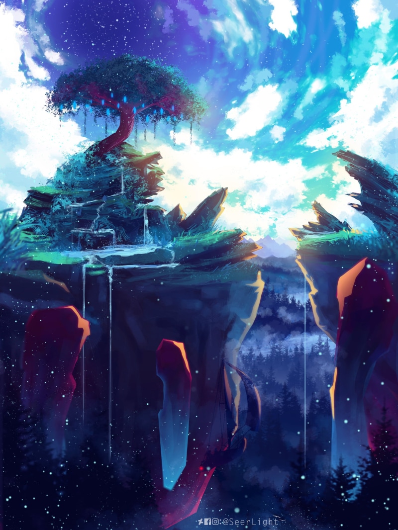 2K, illustration, fantasy art, SeerLight, sky, landscape, environment