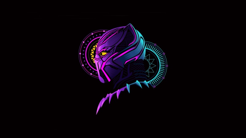 simple background, 2K, digital, Tchalla, simple, illustration, Marvel Cinematic Universe, Marvel Comics, Black Panther, artwork, fictional, fictional character