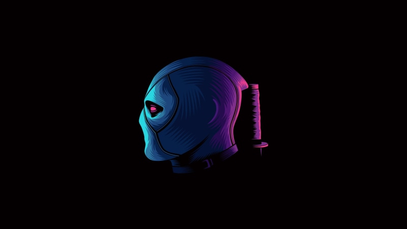 2K, Deadpool, black, simple, Wade Wilson, fictional, digital art, simple background, antiheroes, character design, minimalism, digital, Marvel Comics