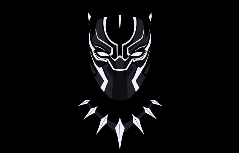 Marvel Comics, Marvel Cinematic Universe, minimalism, superhero, black background, 1080P, Black Panther