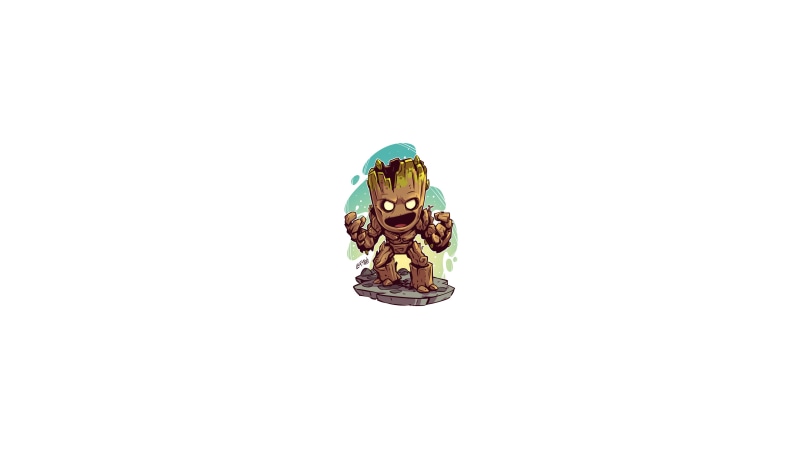Groot, superhero, Marvel Heroes, Guardians of the Galaxy, Marvel Comics, 4K, Marvel Super Heroes, minimalism, Derek Laufman, MCU, Marvel Cinematic Universe