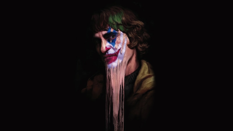 simple, digital art, movie poster, fictional character, villain, DC Comics, illustration, movie characters, mask, dark, digital, fictional, Joaquin Phoenix
