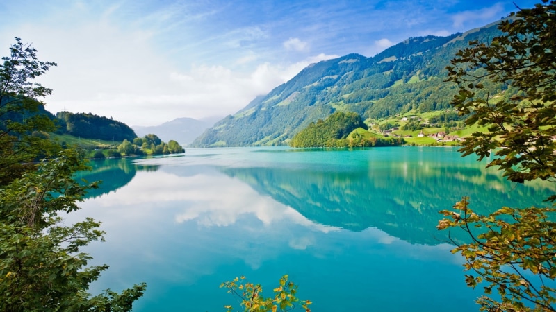 photography, 1080P, reflection lake, tranquil scene, mountains, mountain, turquoise colored, surrounded, nature, tranquility, cloud - sky, water, outdoors