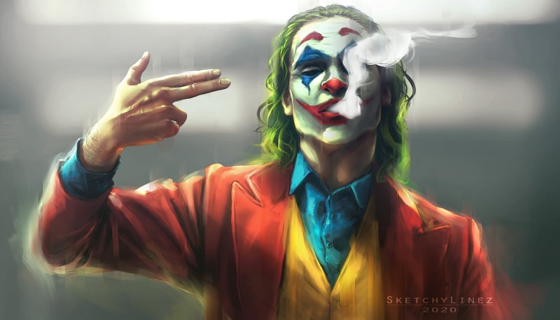 digital art, drawing, Joaquin Phoenix, fan art, Joker (2019 Movie), DC Universe, 1080P, Joker, movies, DC Comics, portrait