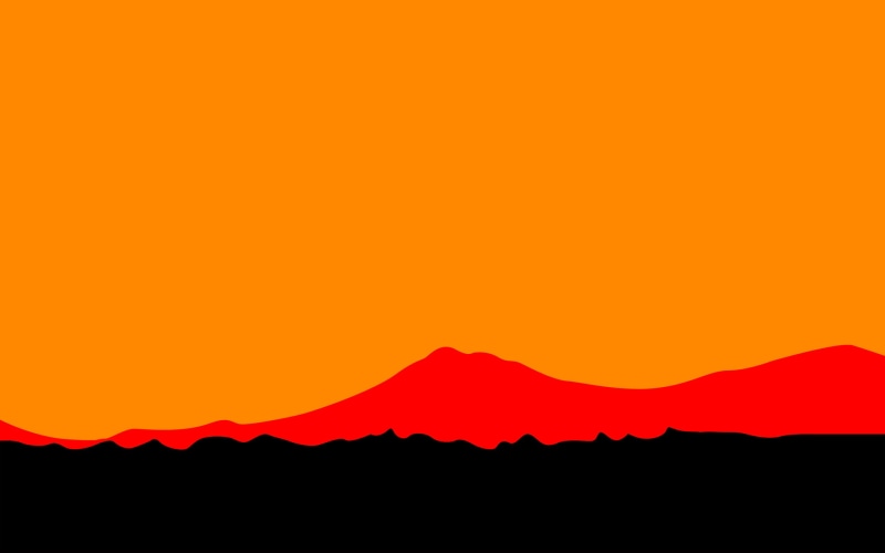 orange background, no people, black, orange color, orange, silhouette, mountain, tranquil scene, minimalism, copy space, idyllic, digital art, outdoors