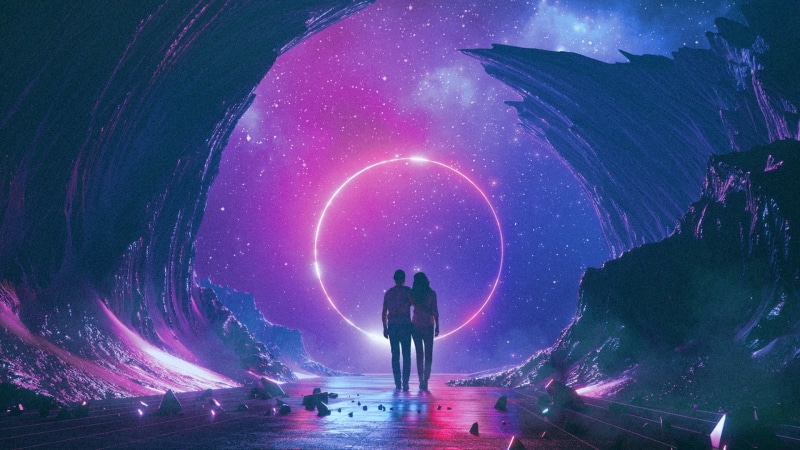 illuminated, light - Natural Phenomenon, science, one person, space Exploration, couple, silhouette, beauty in nature, people, architecture, circle, star - Space